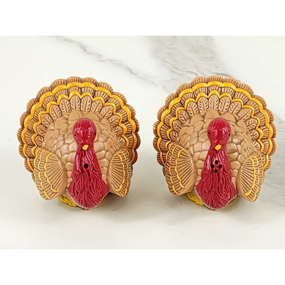 Hallmark Thanksgiving Turkey Salt & Pepper Shaker 2" Holidays 80's Vintage
